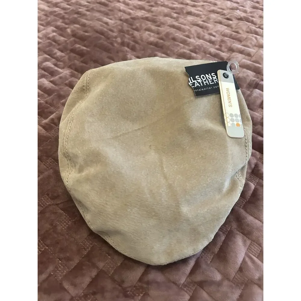 NWT Vintage Wilson's Leather Maxima Tan Suede Newsboy Cap‎ (S/M) biker grunge